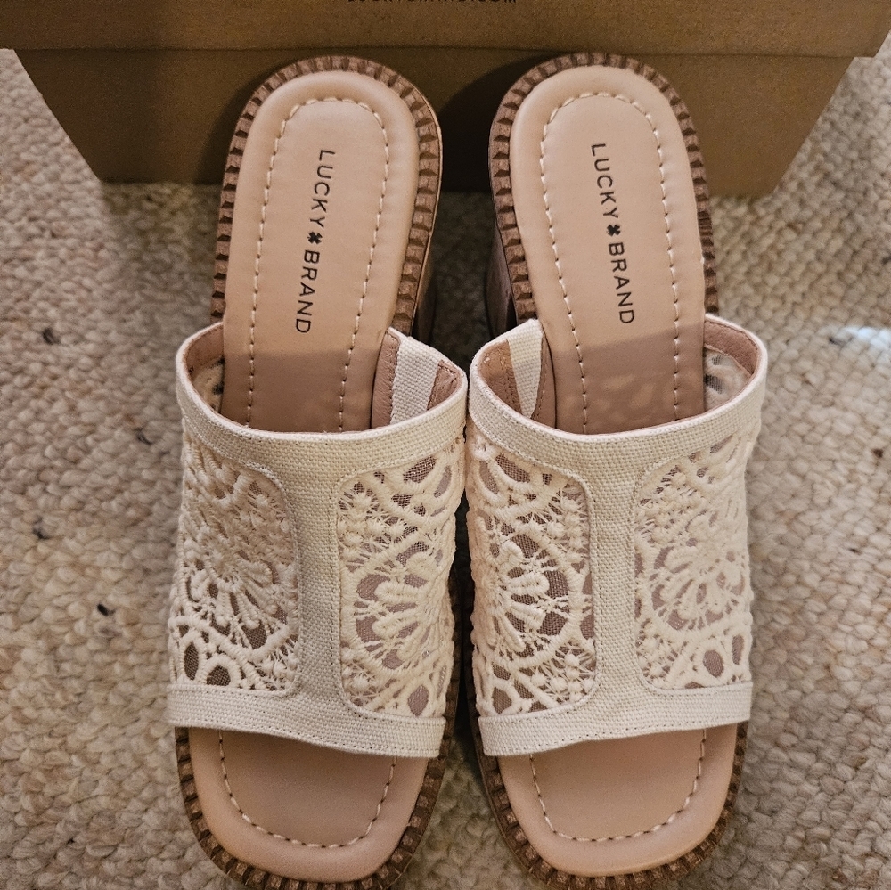 Lucky Brand Macrame Cork Slide NWT
